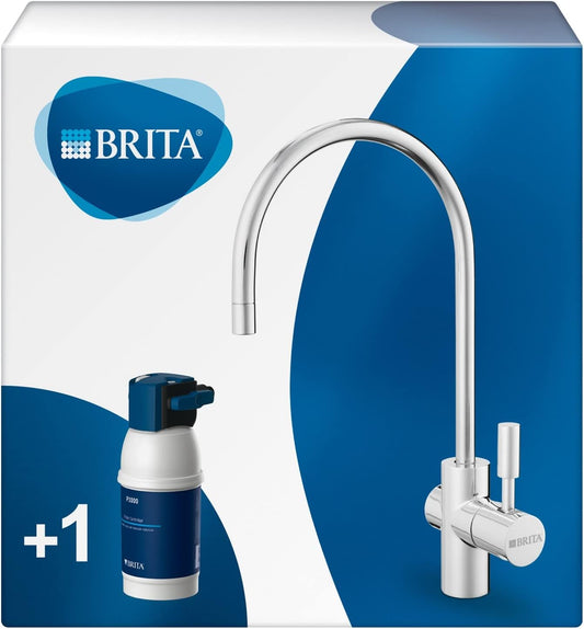 BRITA Armatur Mit Integriertem Wasserfilter Mypure P1, Wasserhahn Mit Filter Zur Reduzierung Von Kalk, Chlor Und Geschmacksstörenden Stoffen, 26.5 Cm Hoch, 13,7 Cm Tief, Weiß