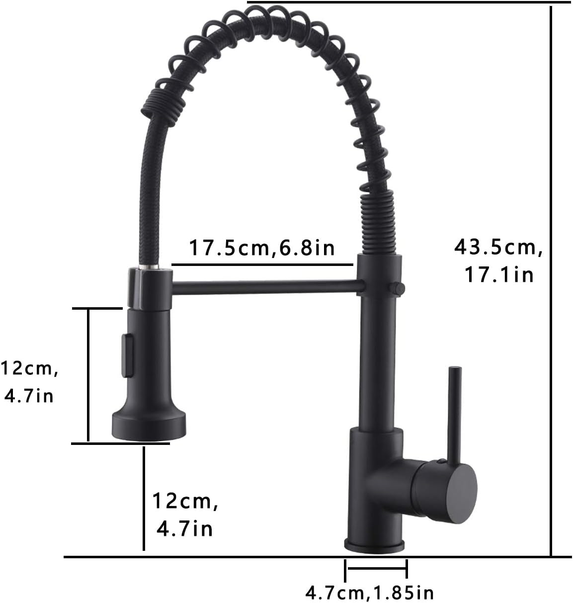 TIMACO Schwarz Wasserhahn Küche Mit Brause 360° Schwenkbar Mischbatterien Für Küche Gastro Armatur Einhandmischer Für Küchen Spüle Spültischarmatur Spiralfederarmatur Küchenarmatur