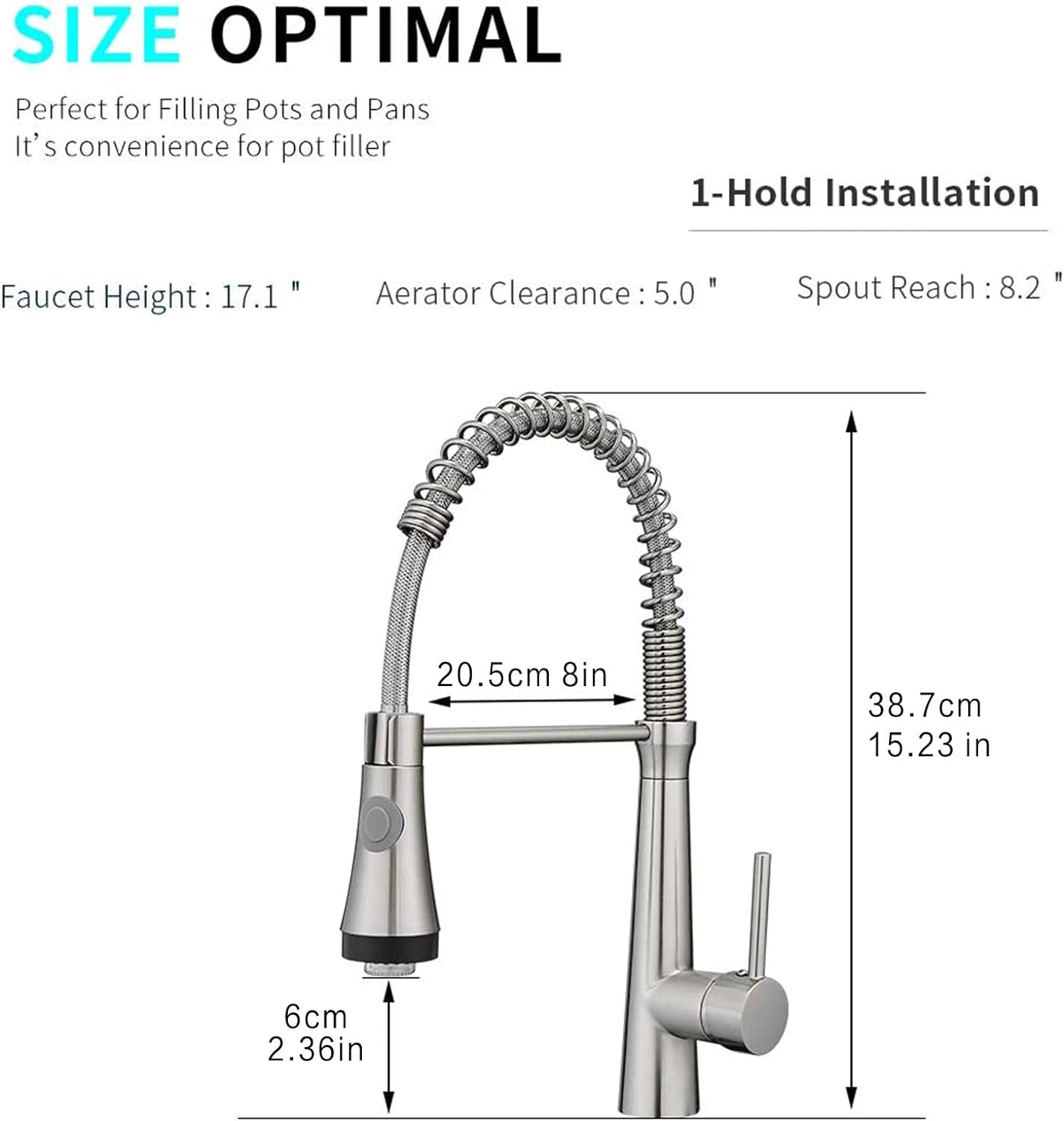 TIMACO LED Wasserhahn Küchen Mit Spiralfeder, 360°Schwenkbare Spültischarmaturen,Küchenarmatur & Brause Ausziehbar- Hochdruck, Gebürstetes Nickel