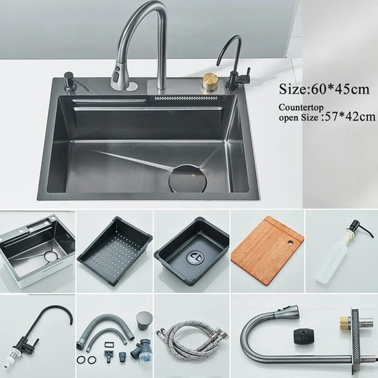  Stainless Steel Waterfall Kitchen Sink Large 