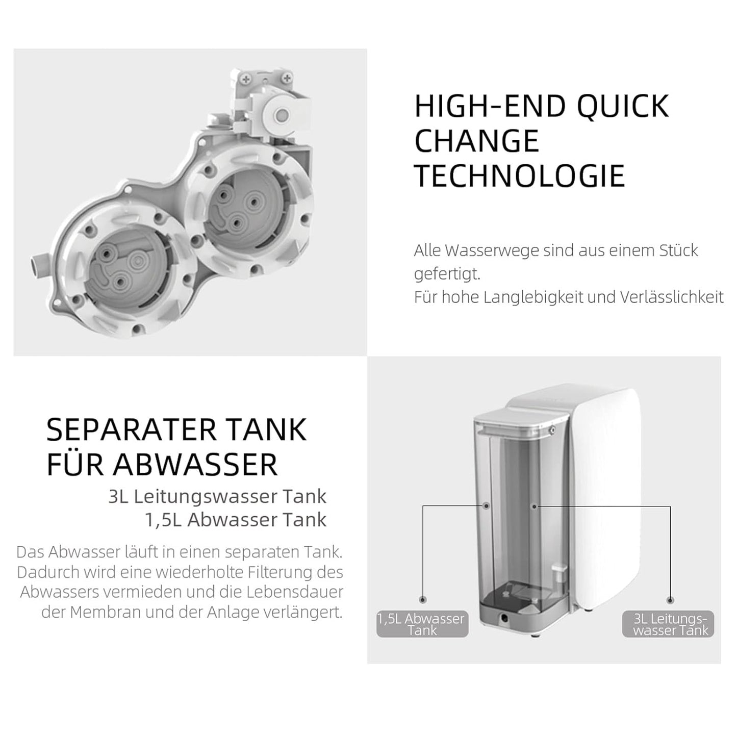 Osmofresh Auftisch Osmoseanlage Quella Life BLACK EDITION Mit 6 Temperaturstufen (~15-100°C) Mobil Kein Wasseranschluss Nötig 5 Stufige Filterung Kalkfreies Trinkwasser Filterlebensdauer